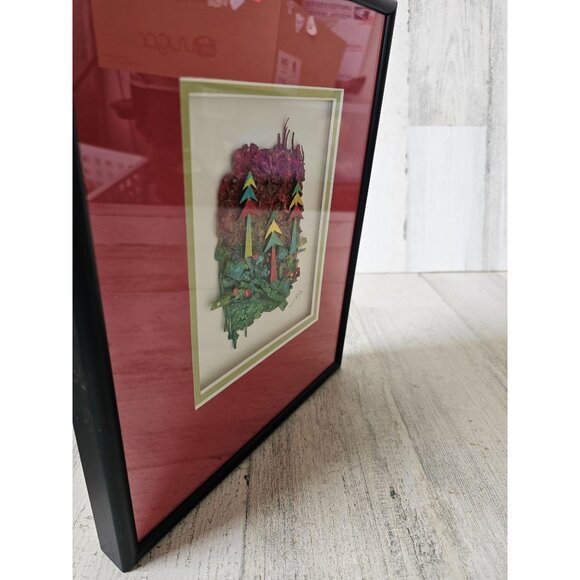 W. J. Fang Xmas tree painting art unique three-dimensional diorama - Picture 5 of 8